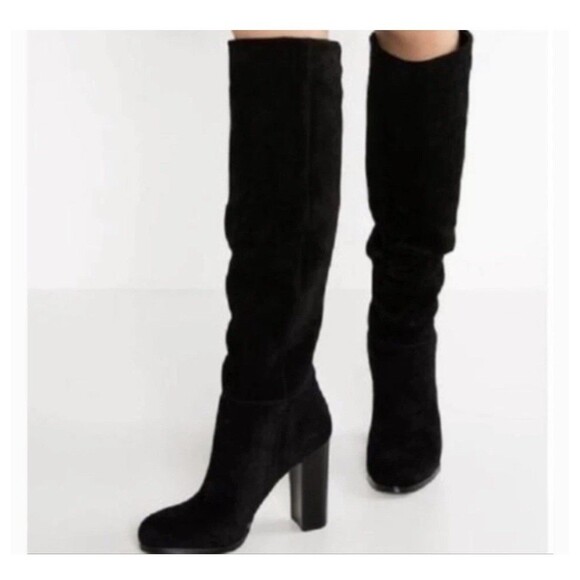 Sam Edelman Boots Women’s 7.5 Victoria Black Suede Leather Knee High Heels - Picture 2 of 9